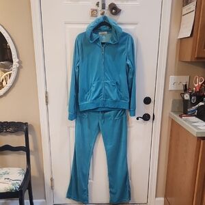 Teal Velour Tracksuit Set